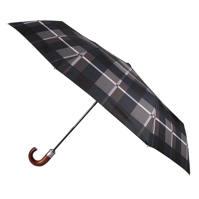 totes X-TRA STRONG Auto Open/Close Wood Crook Handle Print Umbrella (3 Section) Extra Image 2